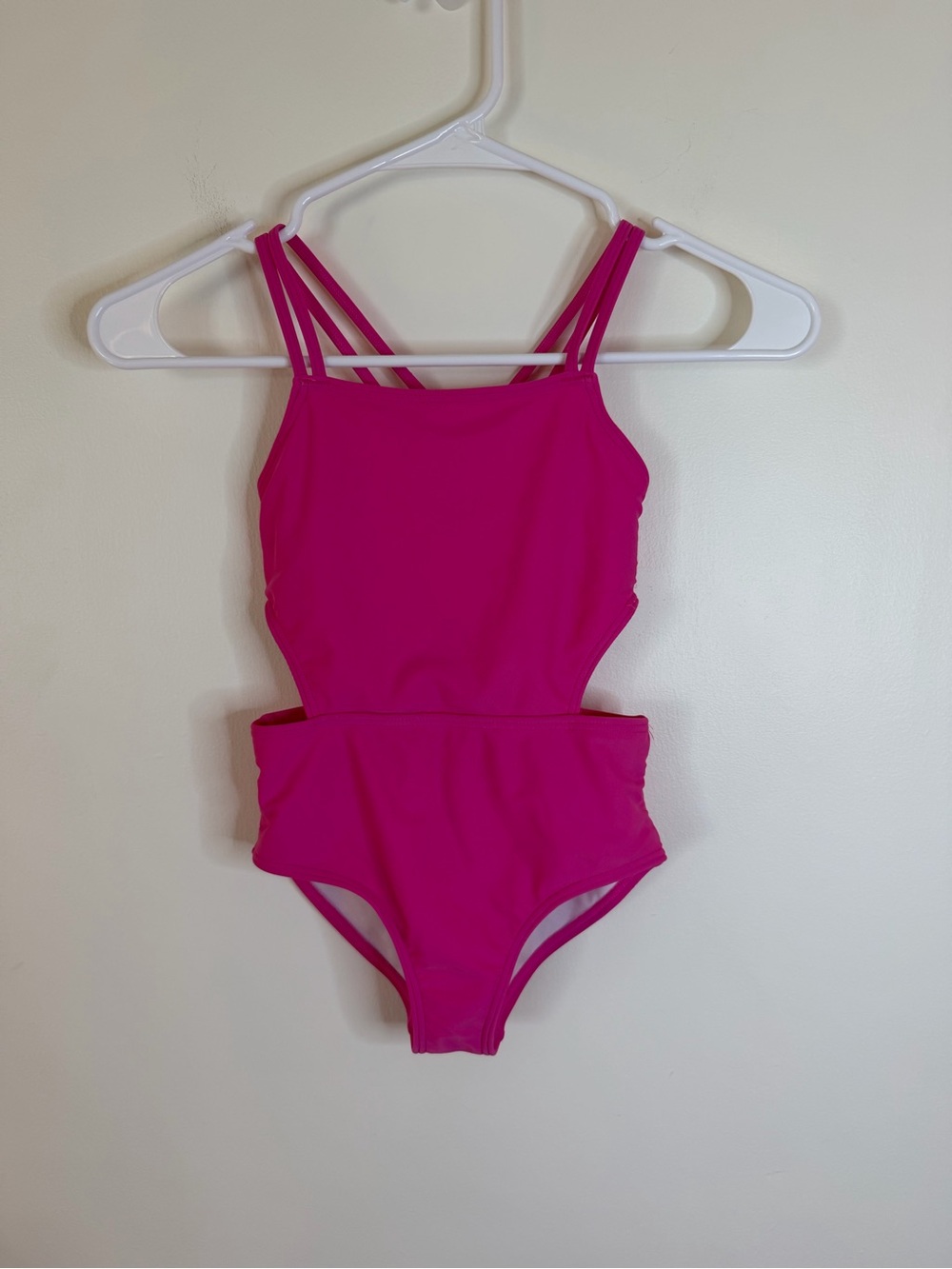 Kami Girls' Solid Magenta One-Piece Swimsuit size 8 hot pink cutout straps